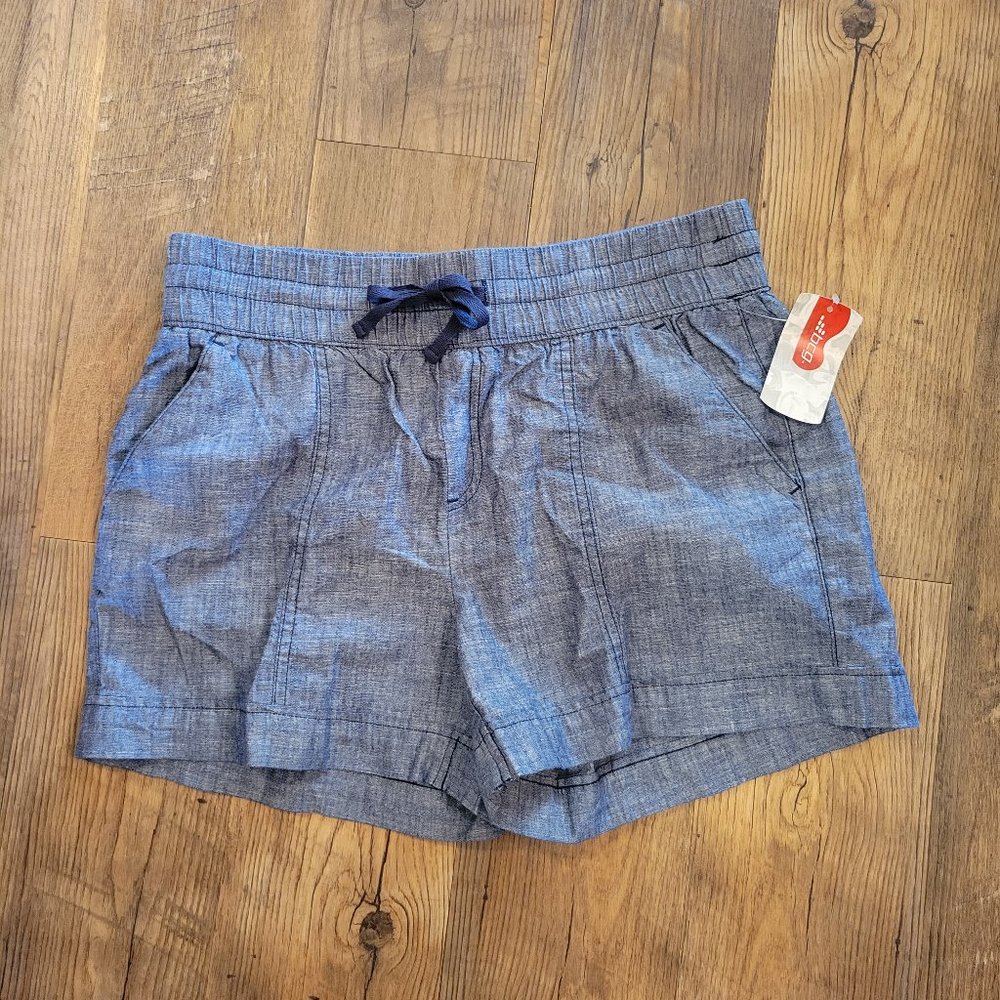 BCG women's lifestyle cuff chambray shorts medieval blue